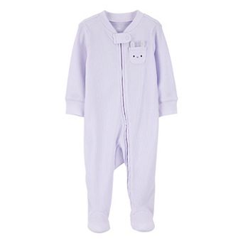 Baby Girl Carter's Bunny 2-Way Zip Ribbed Sleep & Play Pajamas