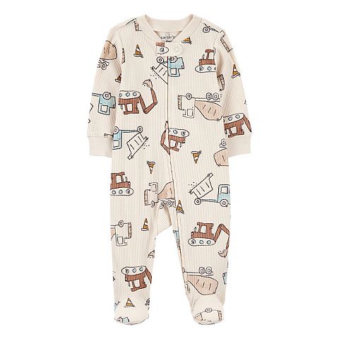 Boy Baby Boy Carter's Construction 2-Way Zip Ribbed Sleep & Play Pajamas