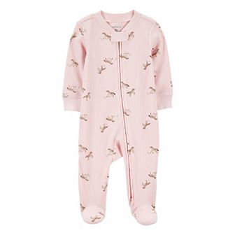 Baby Girl Carter's Horse Print 2-Way Zip Ribbed Sleep & Play Pajamas
