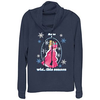 Disney Princess Sleeping Beauty Aurora Make A Wish This Season Women's Cowlneck Graphic Lightweight Long Sleeve