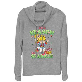 Women's Rainbow Brite The Season To Sparkle Cowlneck Graphic Lightweight Long Sleeve