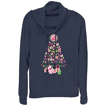Women's Strawberry Shortcake Berry Christmas Tree Cowlneck Graphic Lightweight Long Sleeve