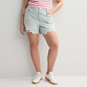 Juniors' Plus Size SO® High-Rise 90s Loose Fit Jean Shorts