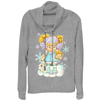 Women's Strawberry Shortcake Angel Cake Winter Wonderland Cowlneck Graphic Lightweight Long Sleeve