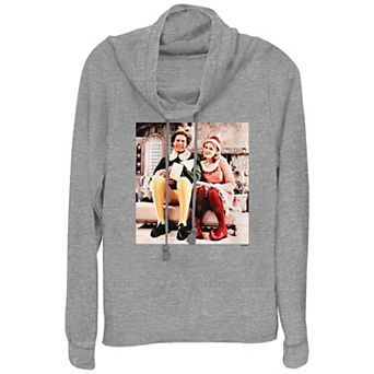Women's Elf Buddy And Jovie Portrait Cowlneck Graphic Lightweight Long Sleeve