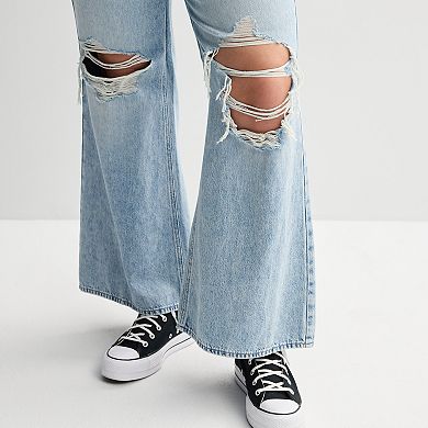 Juniors' Plus Size SO® Mid-Rise Slouchy Flare Leg Jeans