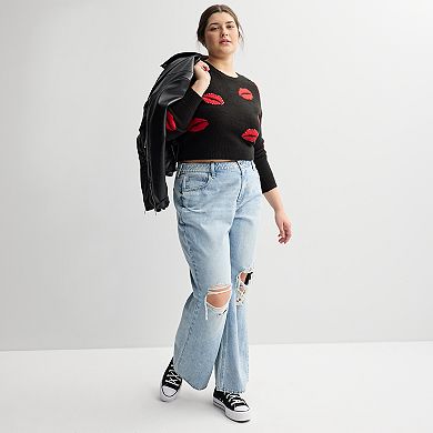 Juniors' Plus Size SO® Mid-Rise Slouchy Flare Leg Jeans