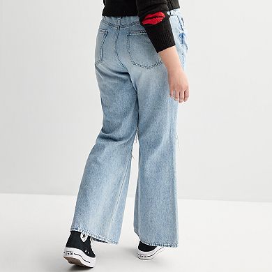 Juniors' Plus Size SO® Mid-Rise Slouchy Flare Leg Jeans