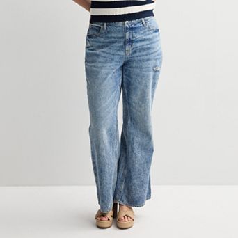 Juniors' Plus Size SO® Mid-Rise Slouchy Flare Leg Jeans