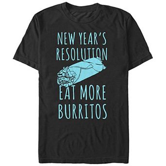 Men's New Year's Resolution Eat More Burritos Graphic Tee