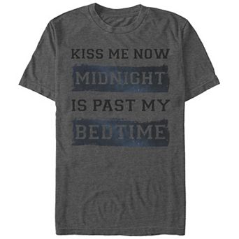 Men's Kiss Me Now Midnight Is Past My Bedtime Graphic Tee