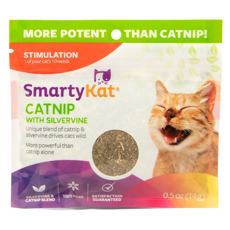 SmartyKat Catnip with Silvervine Cat Attractant Resealable Pouch, 0.50 Oz
