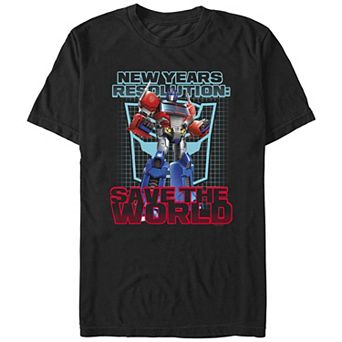 Men's Transformers New Year's Resolution Save The World Graphic Tee