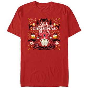 Men's Stranger Things All I Want For Christmas Is A Demodog Graphic Tee