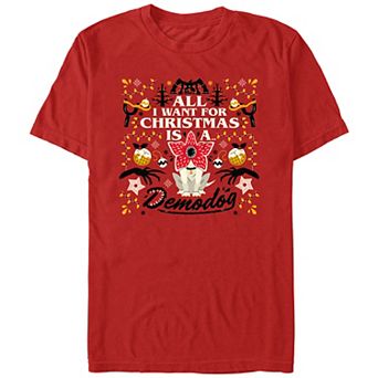 Men's Stranger Things All I Want For Christmas Is A Demodog Graphic Tee
