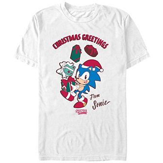 Men's Sonic The Hedgehog Christmas Greetings Graphic Tee