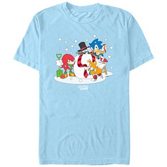 Men's Sonic The Hedgehog Building A Snowman Graphic Tee