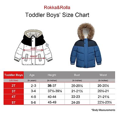 Toddler Boys' Rokka&rolla Fleece Lined Puffer Jacket Coat