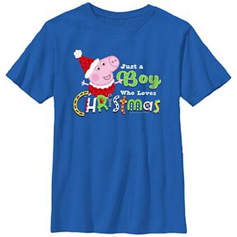 Boys 6-20 Peppa Pig Just A Boy Who Loves Christmas Graphic Tee