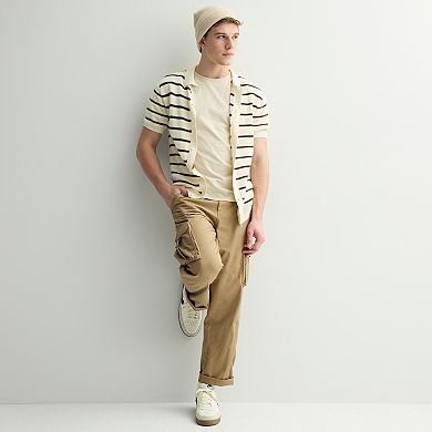 Men's Retrofit Striped Rib Short Sleeve Button-Down Shirt