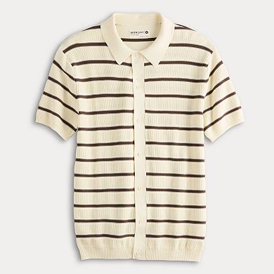 Men's Retrofit Striped Rib Short Sleeve Button-Down Shirt