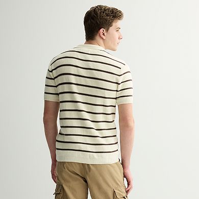Men's Retrofit Striped Rib Short Sleeve Button-Down Shirt