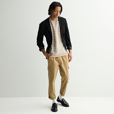 Men's Retrofit Short Sleeve Textured Knit Sweater Tee