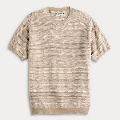 Men's Retrofit Short Sleeve Textured Knit Sweater Tee