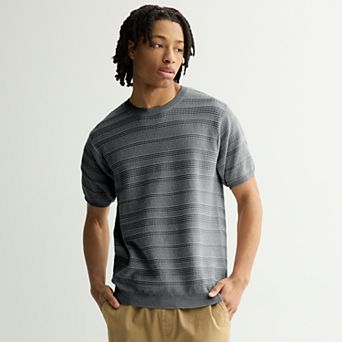 Men's Retrofit Short Sleeve Textured Sweater Tee