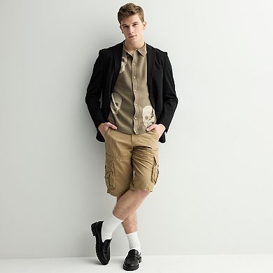 Men's Retrofit Skulls Short Sleeve Button-Down Sweater