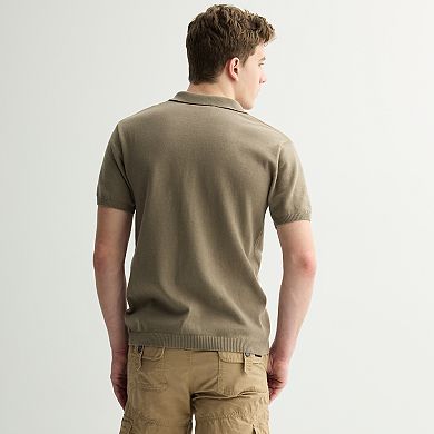 Men's Retrofit Skulls Short Sleeve Button-Down Sweater