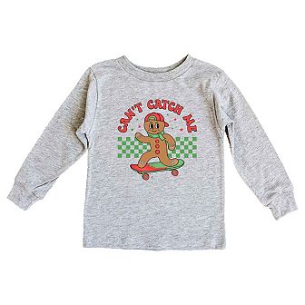 Gingerbread Man Skateboard Toddler Long Sleeve Graphic Tee