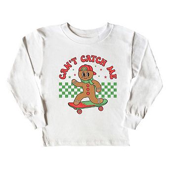 Gingerbread Man Skateboard Toddler Long Sleeve Graphic Tee