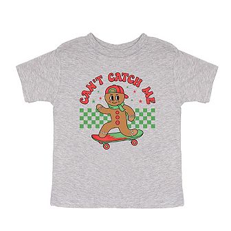 Gingerbread Man Skateboard Toddler Short Sleeve Graphic Tee