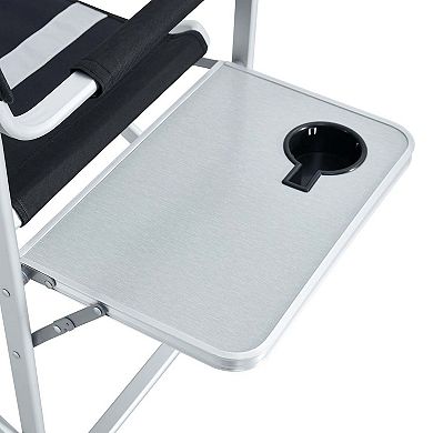 1-piece Lightweight Padded Folding Outdoor Chair With Side Table And Storage Pockets