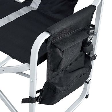 2-piece Padded Folding Outdoor Chair With Side Table And Storage Pockets
