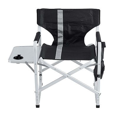 2-piece Padded Folding Outdoor Chair With Side Table And Storage Pockets