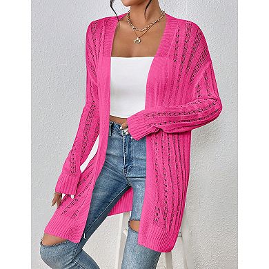 Womens Crochet Cardigans Long Sleeve Open Front Kimonos Boho Summer Cardigan Sweater Cover Up