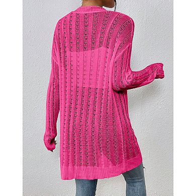 Womens Crochet Cardigans Long Sleeve Open Front Kimonos Boho Summer Cardigan Sweater Cover Up