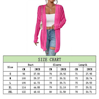 Womens Crochet Cardigans Long Sleeve Open Front Kimonos Boho Summer Cardigan Sweater Cover Up