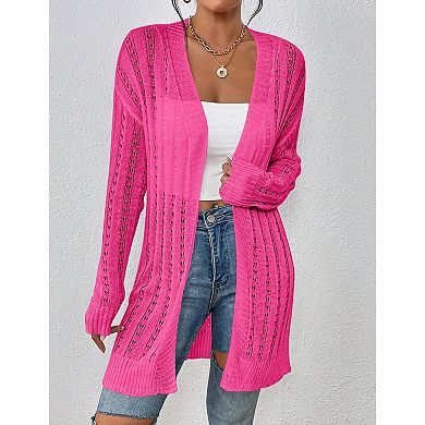 Womens Crochet Cardigans Long Sleeve Open Front Kimonos Boho Summer Cardigan Sweater Cover Up