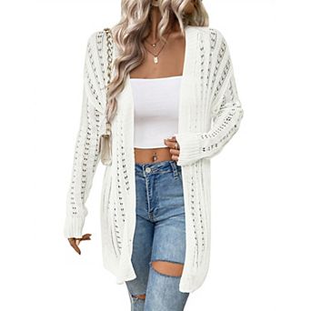 Womens Crochet Cardigans Long Sleeve Open Front Kimonos Boho Summer Cardigan Sweater Cover Up