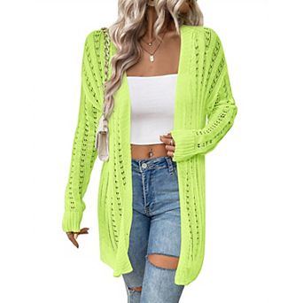 Womens Crochet Cardigans Long Sleeve Open Front Kimonos Boho Summer Cardigan Sweater Cover Up