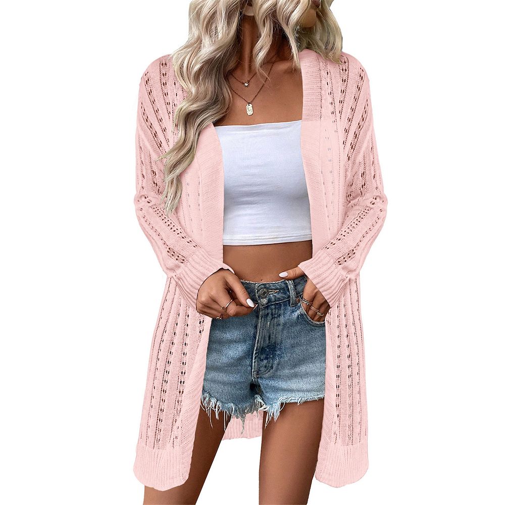 Womens Crochet Cardigans Long Sleeve Open Front Kimonos Boho