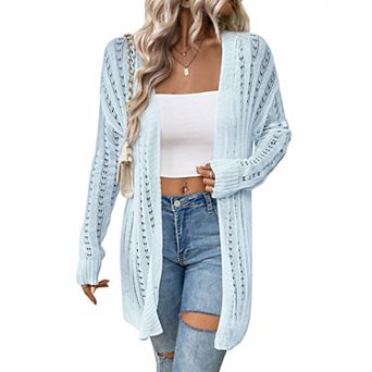 Womens Crochet Cardigans Long Sleeve Open Front Kimonos Boho Summer Cardigan Sweater Cover Up