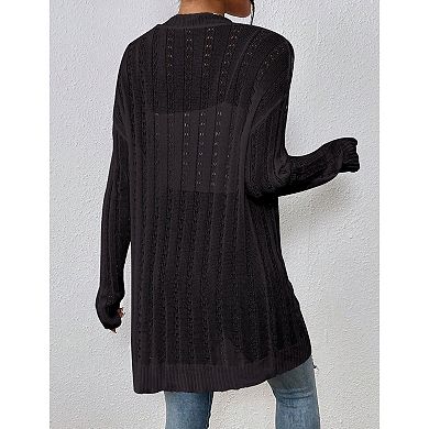 Womens Crochet Cardigans Long Sleeve Open Front Kimonos Boho Summer Cardigan Sweater Cover Up