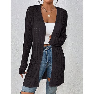 Womens Crochet Cardigans Long Sleeve Open Front Kimonos Boho Summer Cardigan Sweater Cover Up
