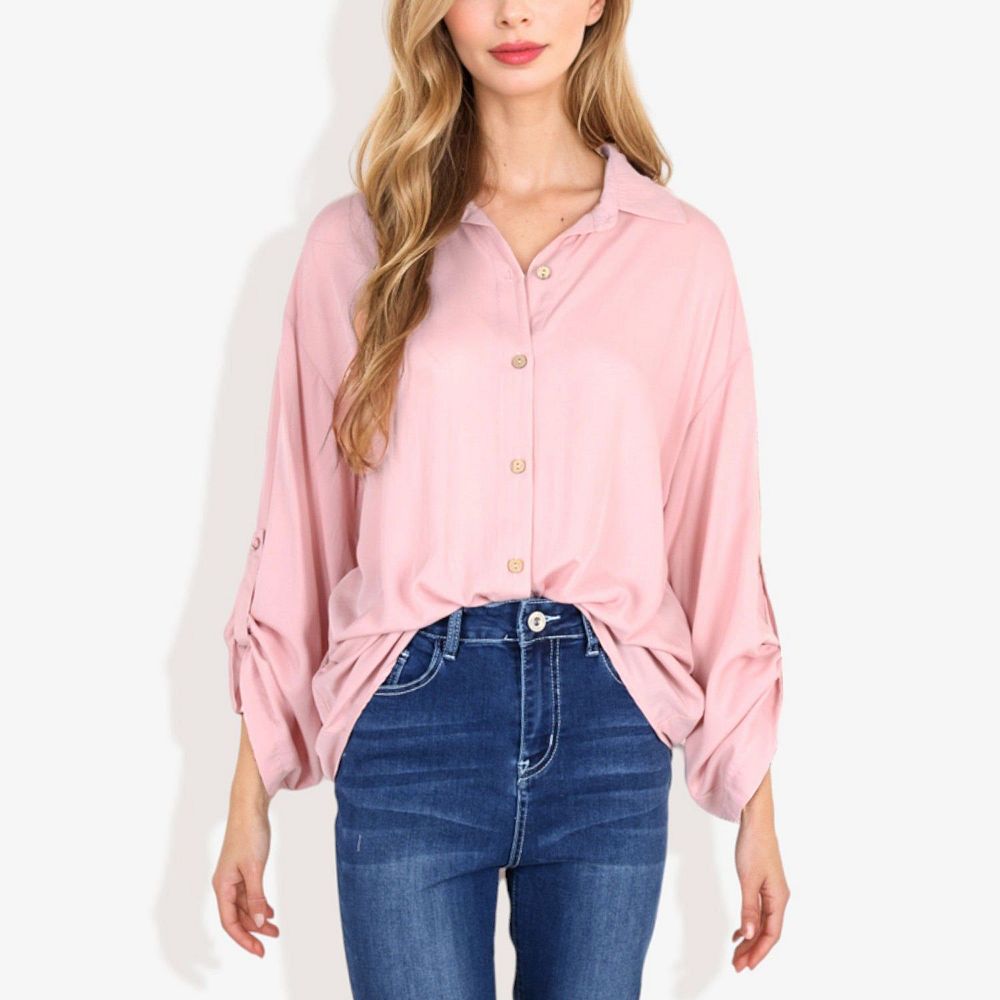 Womens Long Sleeve Button Down Shirt