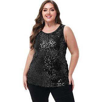 Women's Plus Size Sequin Tank Top Sleeveless Blouse