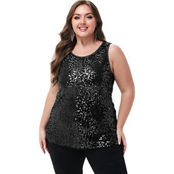 Women's Plus Size Sequin Tank Top Sleeveless Blouse